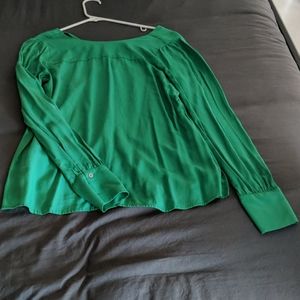 Green button back blouse
